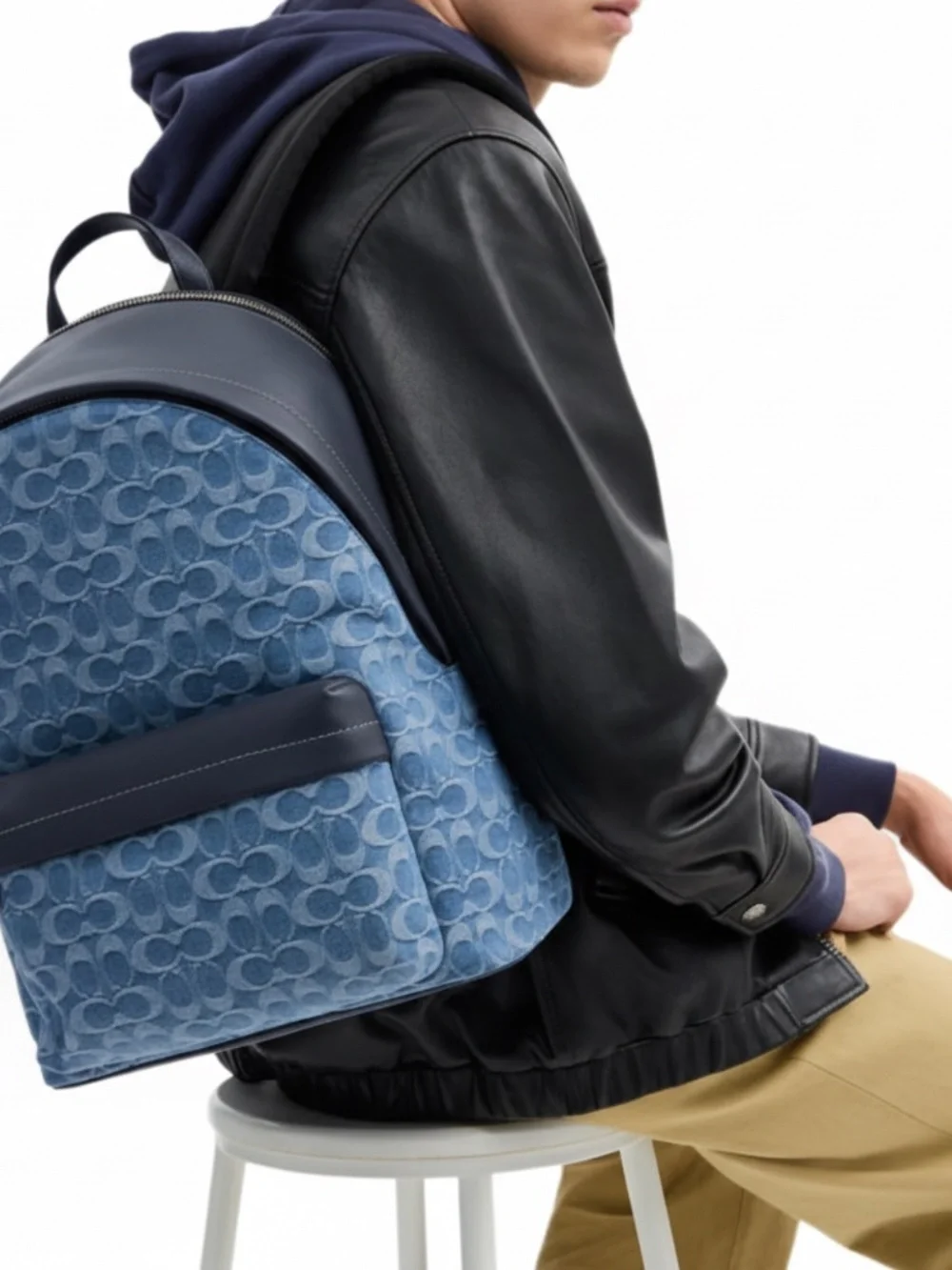 NWT Coach Taylor Backpack in Signature Denim CDF23 Silver/Denim